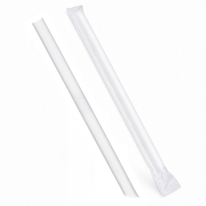 Mehrwegtrinkhalme für BUBBLE TEA JUMBO transparent, einzeln gehüllt 20cm Ø12 mm, 100 Stk.