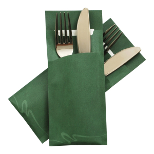 Pochetto Bestecktaschen 200x85mm grün marmor inkl. Serviette, 520 Stk.