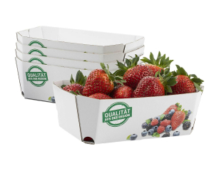 Beerenschalen aus Pappe 159x95x60mm mit Neutraldruck für 500 gr., 350 Stk.