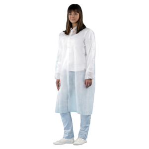 Besucherkittel aus Vlies, PP 120 cm weiss mit Druckknöpfen, 10 Stk.
