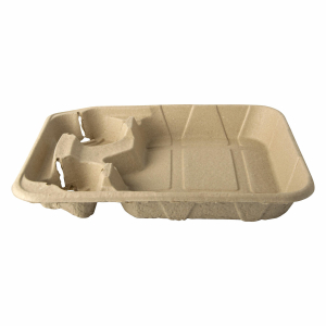 Tragetabletts Pappe 'To Go' 4,7 x 26,6 x 33 cm für 2 Becher + Mahlzeit, 100 Stk.