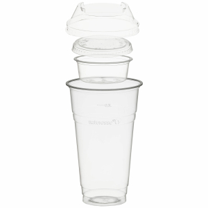 Trinkbecher 500ml+Domdeckel+ 60ml Einsatzbecher stapelbar PLA, 100 Stk.