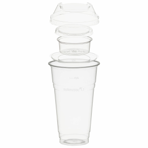 Trinkbecher 500ml+Domdeckel+ 90ml Einsatzbecher stapelbar PLA, 100 Stk.