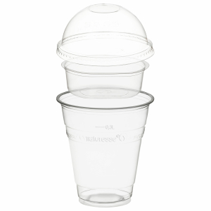 Trinkbecher 300ml + Domdeckel ohne Loch + Einsatzbecher Ø 96mm (PLA) 50 Stk.