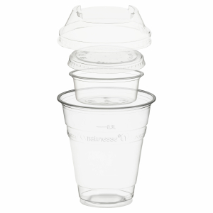Trinkbecher 300ml + Domdeckel+ 60ml Einsatzbecher stapelbar PLA, 100 Stk.