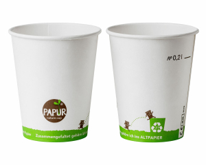 Heissgetränkebecher Pappbecher PAPUR 80mm Ø mit Eichstrich 200 ml, 75 Stk.