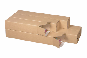 Versandhülsen 435x105x105mm PLAN BOX braun quadratisch mit Selbstklebeverschluss & Aufreißfaden