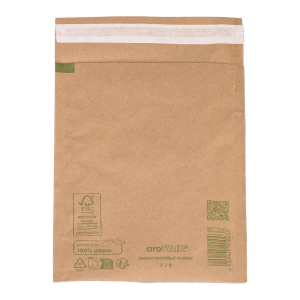 AROFAIR Papierpolstertaschen 170x225+50mm 100% Recycling, Ersatz für Luftpolstertaschen