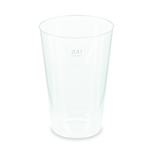Mehrwegbecher Pfandbecher transparent PP Eichstrich 0,4 l Ø 8,6 cm, 50 Stk.