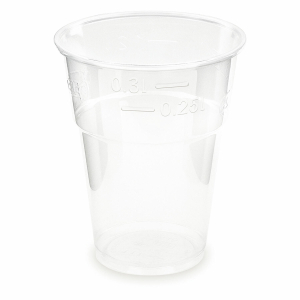 Trinkbecher klar 300 ml 0,3 l Eichstrich PLA ø 85mm, 10 Stk.