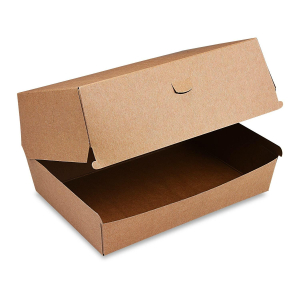 Hamburgerboxen PLUS kraft braun Fettbarriere 19,5x13,5x10cm, 50 Stk.