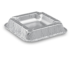 Alu Aschenbecher aus kräftigem Aluminium, eckig, 12,6 x 12,6 x 2,2 cm, 10 Stk.