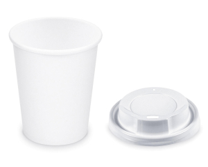 Pappbecher Getränkebecher weiß 150 ml 200 ml Ø 73mm inkl. Trinkdeckel 100 Stk.