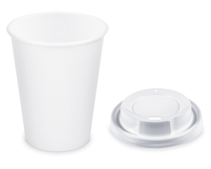 Pappbecher Getränkebecher weiß 350 ml 420 ml Ø 90mm inkl. Trinkdeckel 100 Stk.