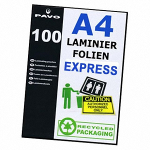 PAVO EXPRESS-Laminierfolien A4, 216 x 303mm, 2x 75/80 mic, 100 Stk.